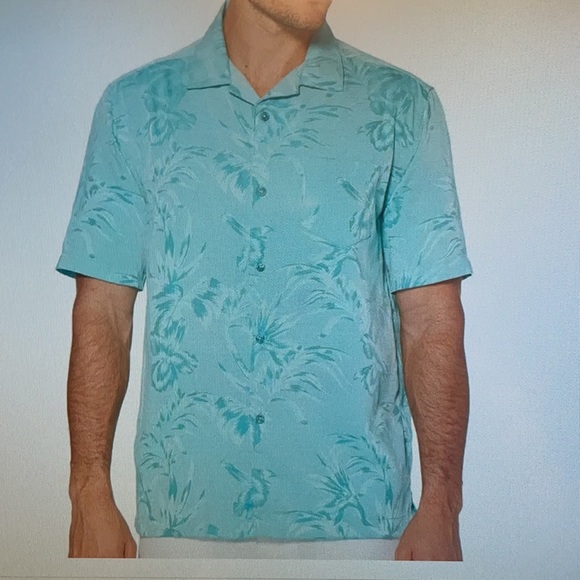 Cubavera Other - Cubavera Blue Tropical Floral Button-up Shirt M